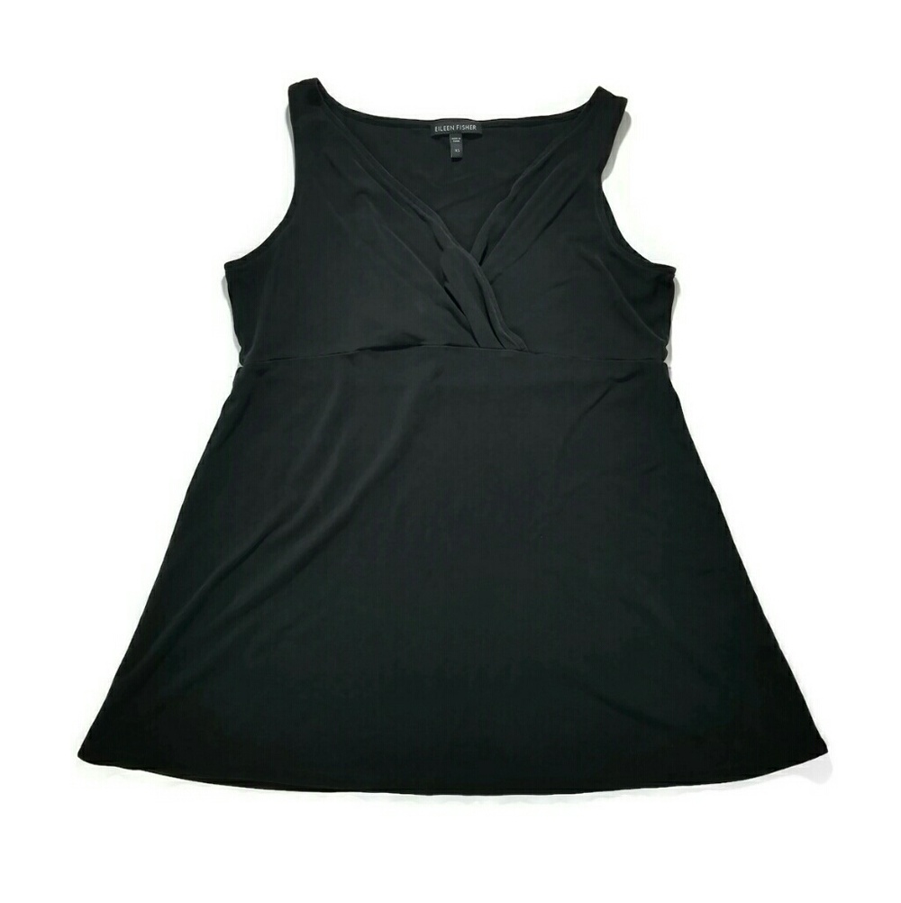 Eileen Fisher Black Sleeveless V-Neck Tunic Top